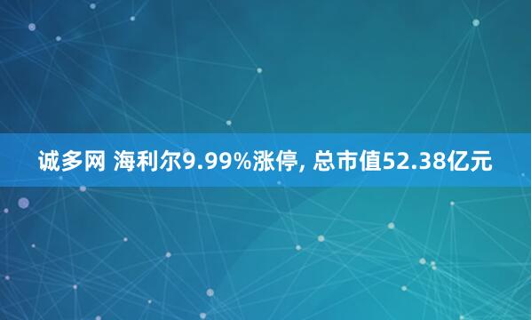 诚多网 海利尔9.99%涨停, 总市值52.38亿元